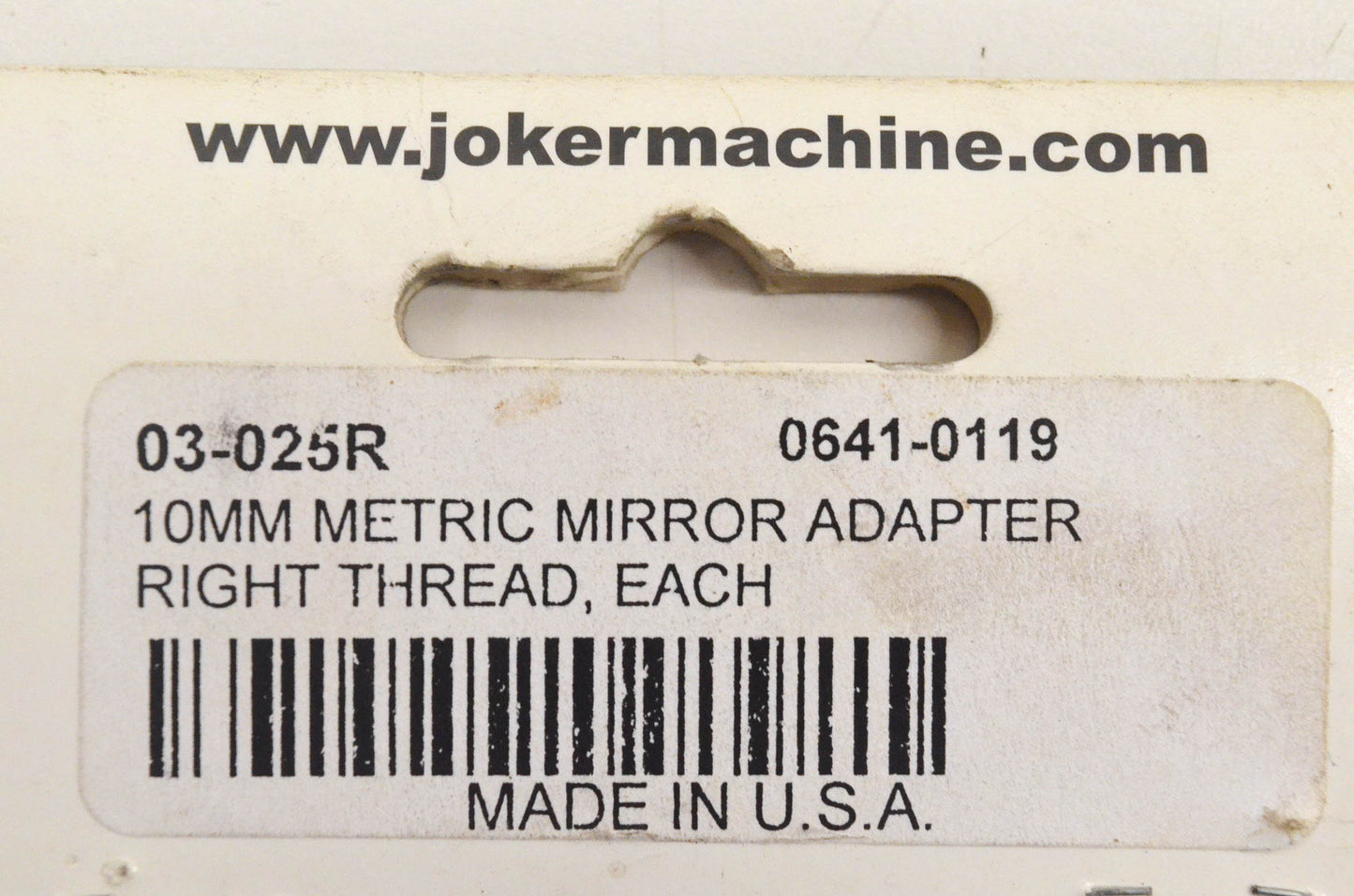 Joker Machine 03-025R, 0641-0119 Mirror Adapter 10mm Metric Right Thread NOS