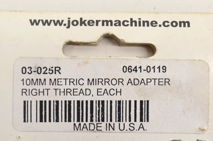 Joker Machine 03-025R, 0641-0119 Mirror Adapter 10mm Metric Right Thread NOS