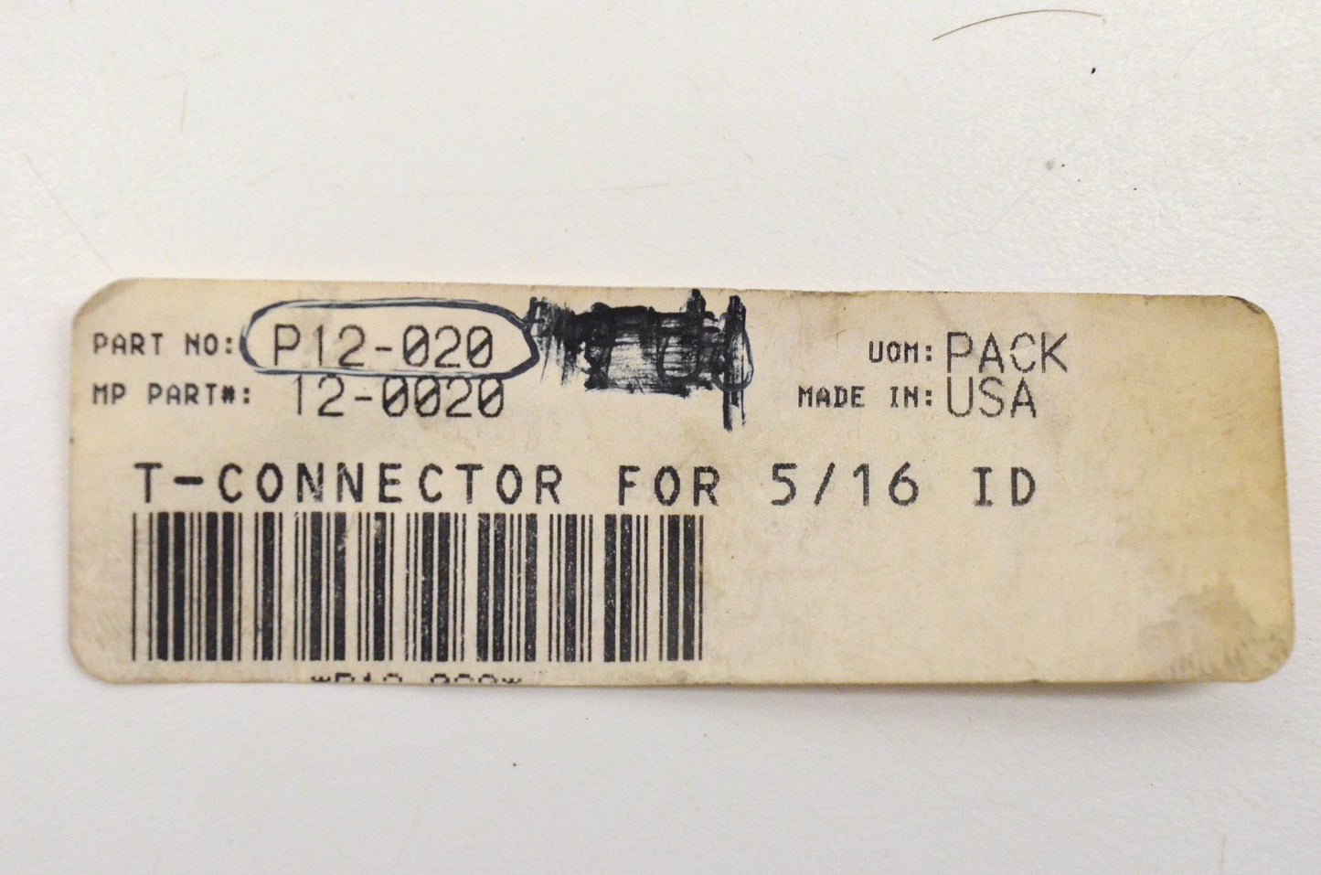Motion Pro 12-0020, P12-020 T Connector 5/16 NOS