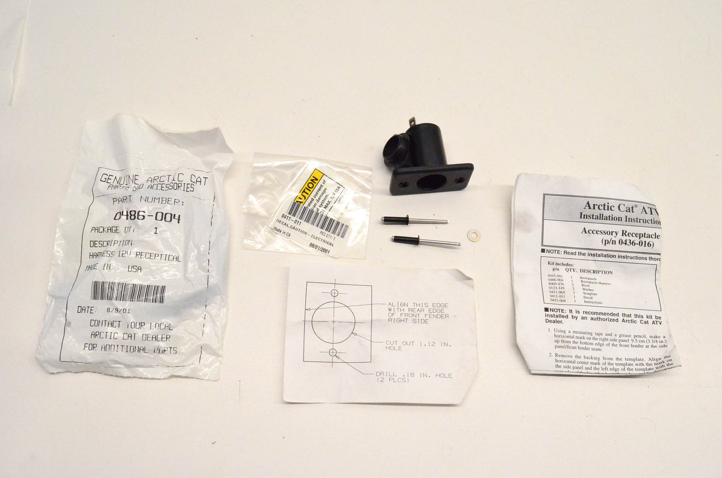 New OEM Arctic Cat 0436-016 Plug 12VDC Accessory Kit NOS