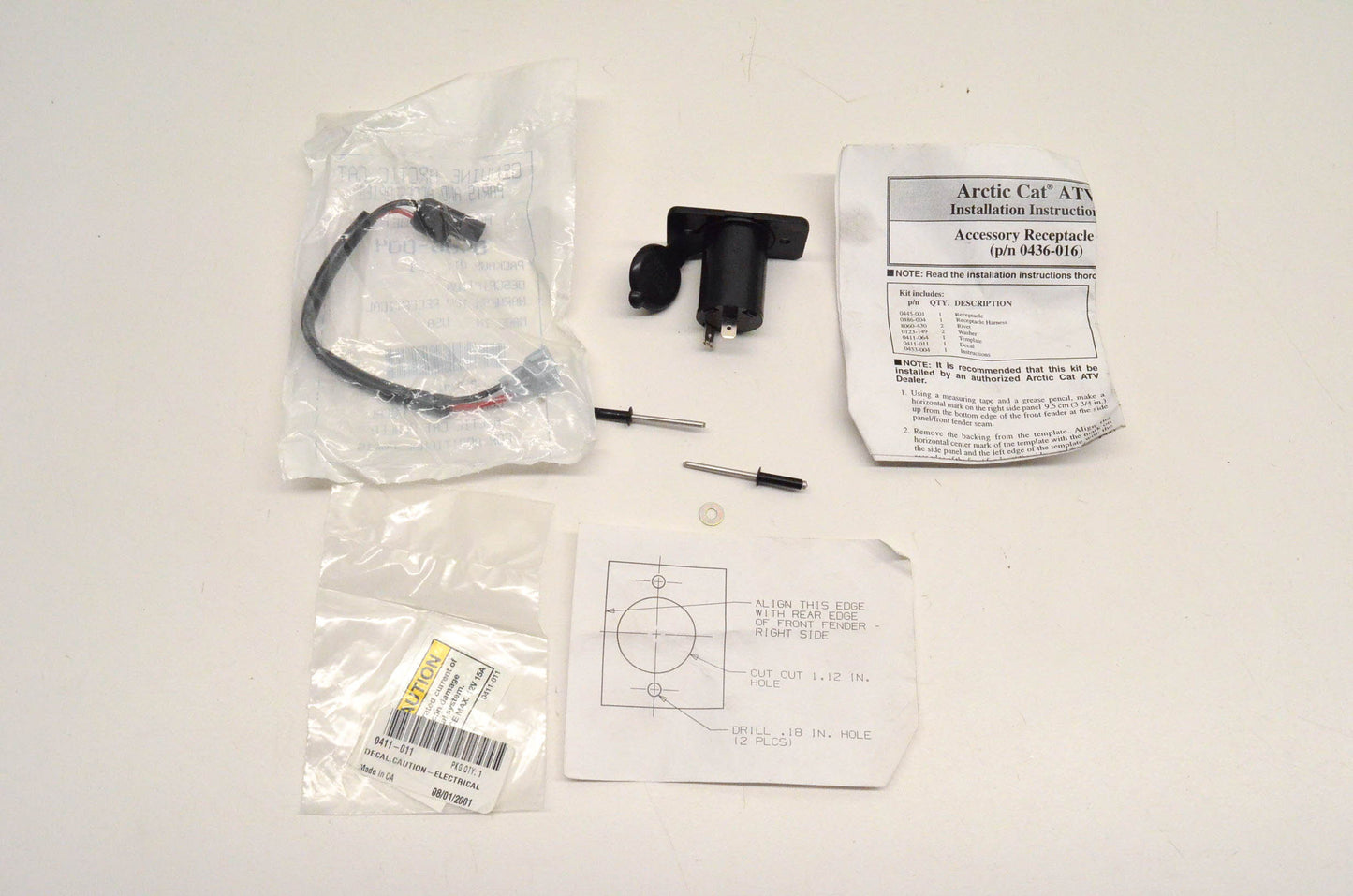 New OEM Arctic Cat 0436-016 Plug 12VDC Accessory Kit NOS