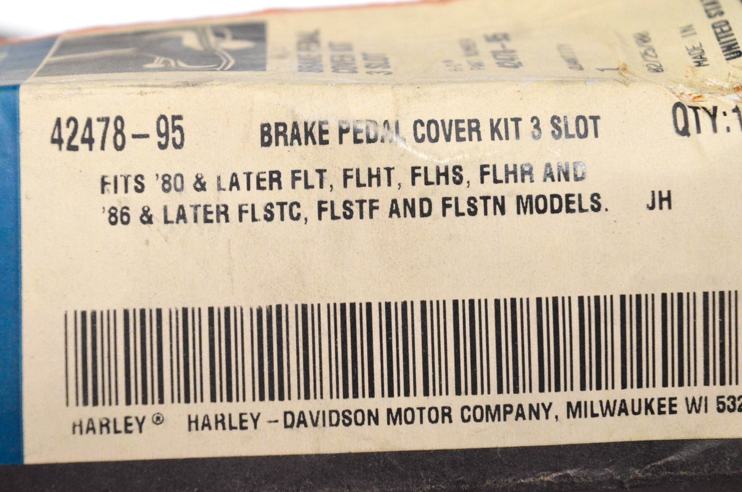 New OEM Harley Davidson 42478-95 Brake Pedal Cover 3 Slot NOS