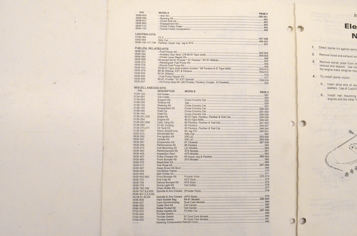 OEM Arctic Cat Snowmobile Accessories and Options Installation Instructions Binder