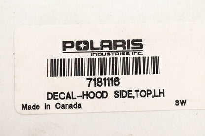 New OEM Polaris 7181116 Hood Side Top Left Sticker NOS