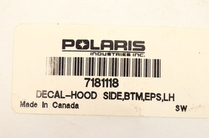 New OEM Polaris 7181118 Hood Side Bottom "EPS" Sticker NOS