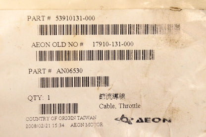 Aeon 53910131-000, AN06530, 17910-131-000 Throttle Cable NOS