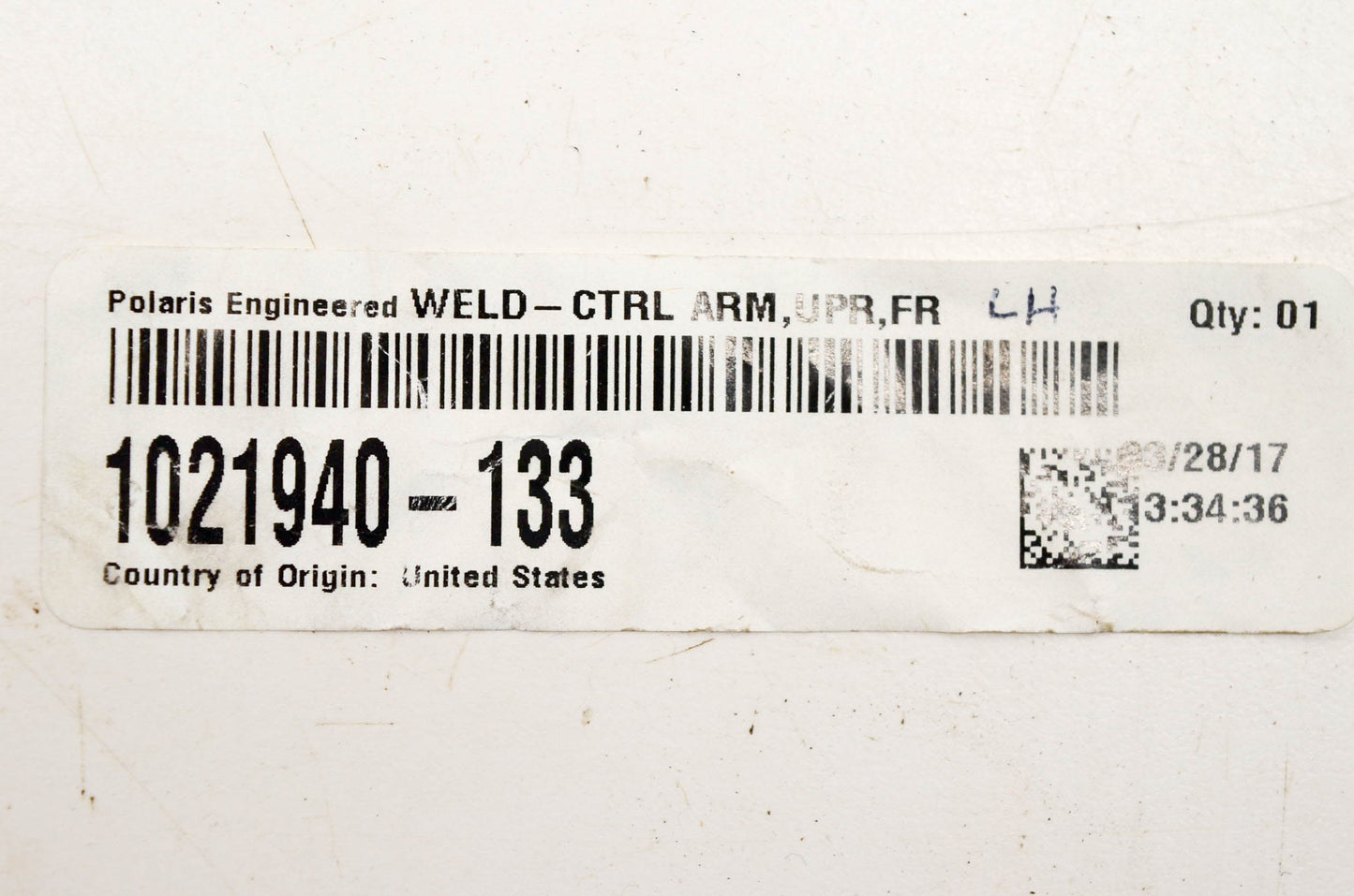 New OEM Polaris 102940-133 Weld Control Arm Upper Front LH White NOS