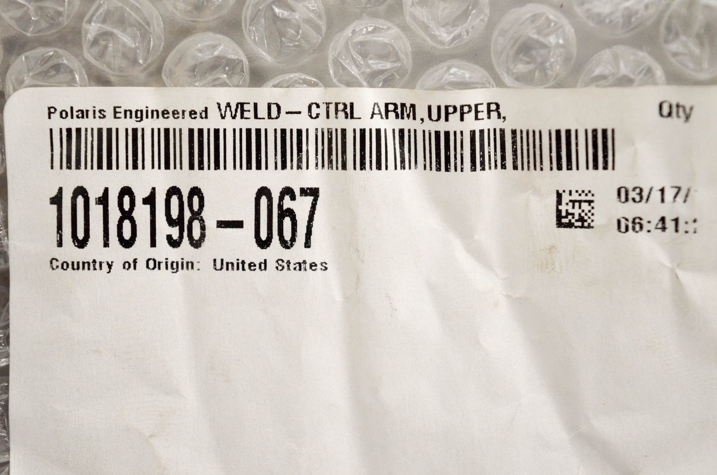 New OEM Polaris 1018198-067 Weld Control Arm Upper Front RH BLK NOS
