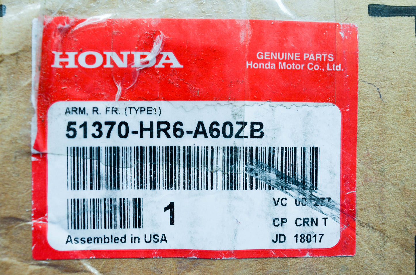OEM Honda 51370-HR6-A60ZB A Arm Upper Front Right