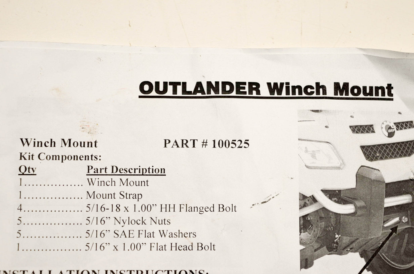 KFI 100525 Winch Mounting Kit NOS