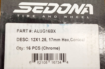 Sedona ALUG16BX, 57-94130 Lug Nut 12x1.25 17mm Hex Conical NOS