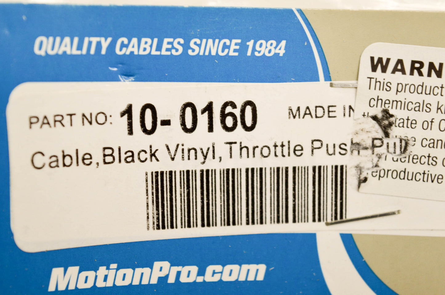 Motion Pro 10-0160, 70-0160 Cable Black Vinyl Throttle Push Pull NOS