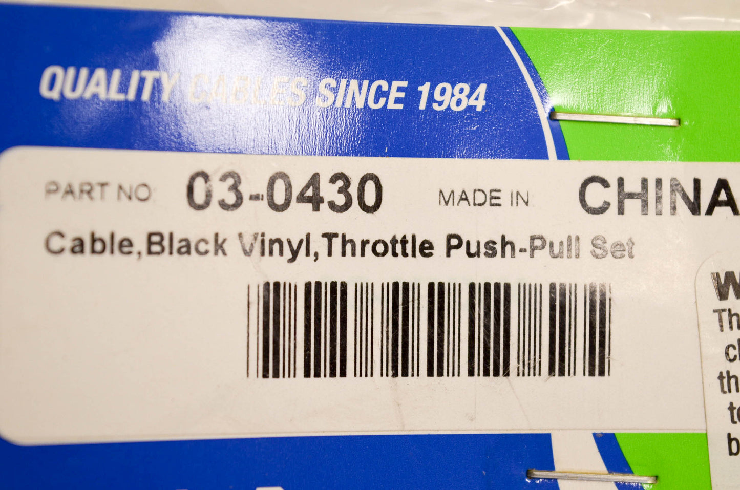 Motion Pro 03-0430, 70-3430 Cable Black Vinyl Throttle Push Pull NOS