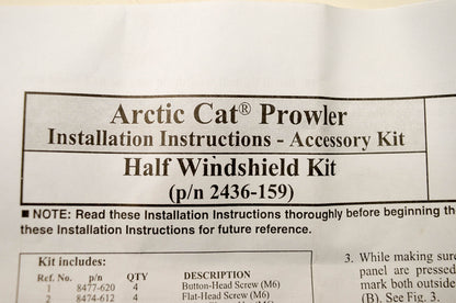 New OEM Arctic Cat 2436-159, 3540114 Half Windshield NOS