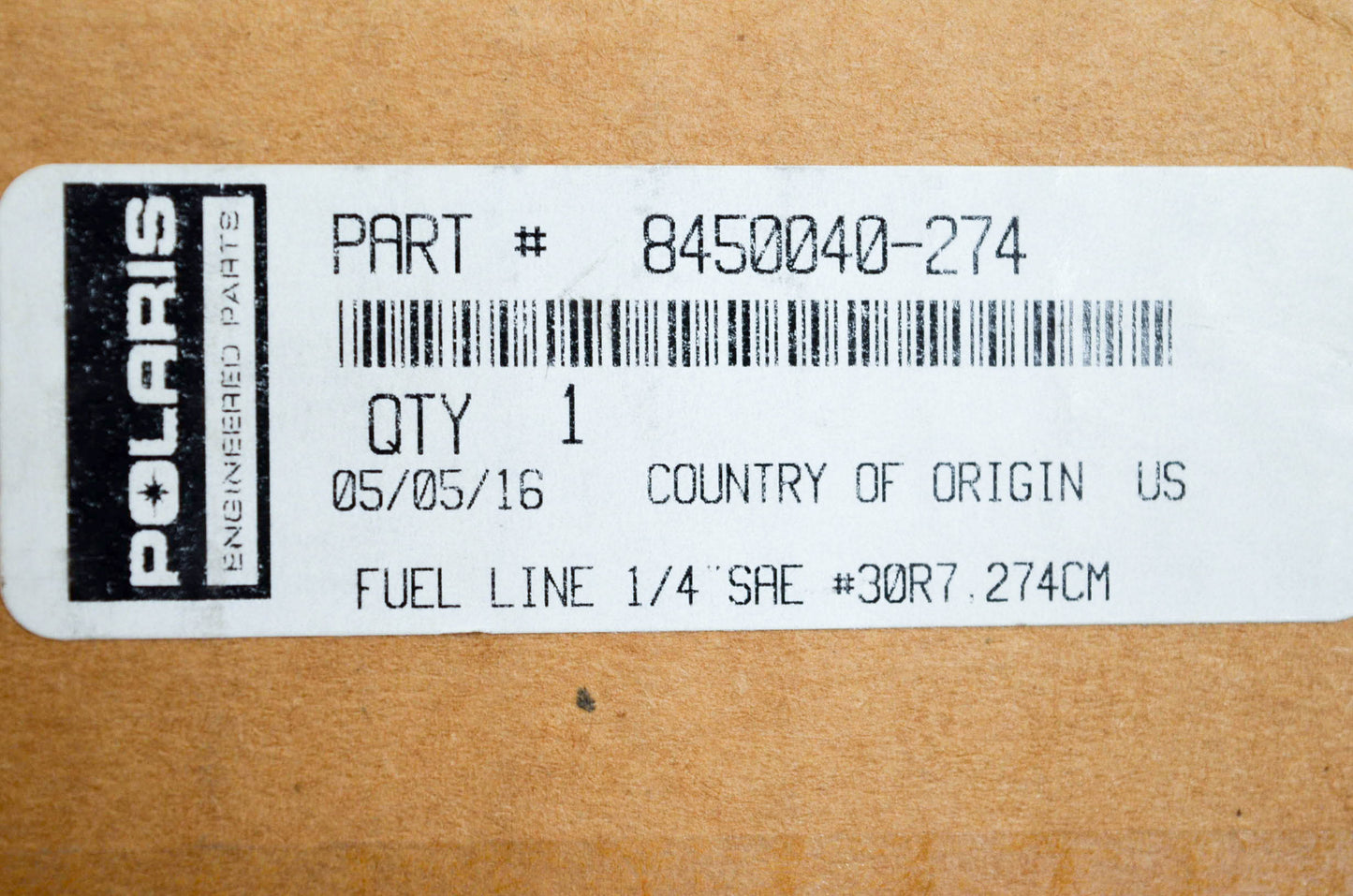 New OEM Polaris 8450040-274 Fuel Line 1/4" SAE #30R7 274cm NOS