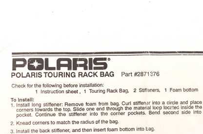 New OEM Polaris 2871376 Touring Rack Bag NOS