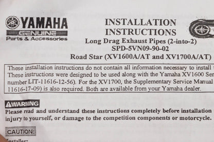 New OEM Yamaha SPD-5VN09-90-02 Drag Pipe Kit NOS