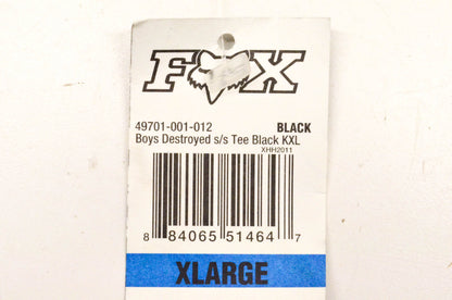 Fox 49701-001-012 Boy's Destroyed Short Sleeve Xlarge Black Tee Shirt NOS