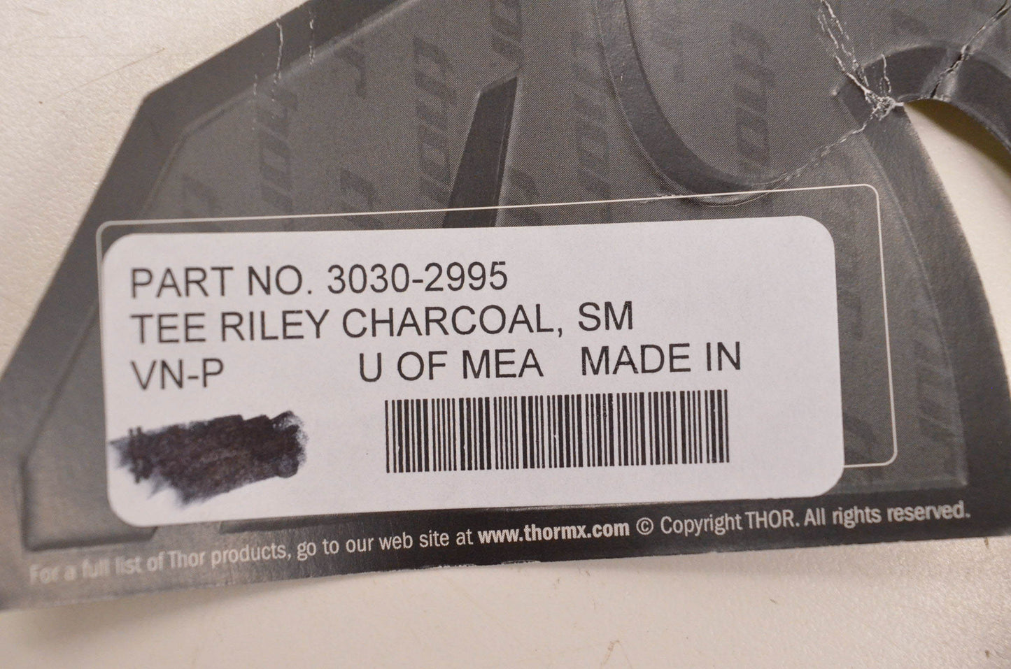 Thor 3030-2995 Riley Short Sleeve Small Charcoal Tee Shirt NOS
