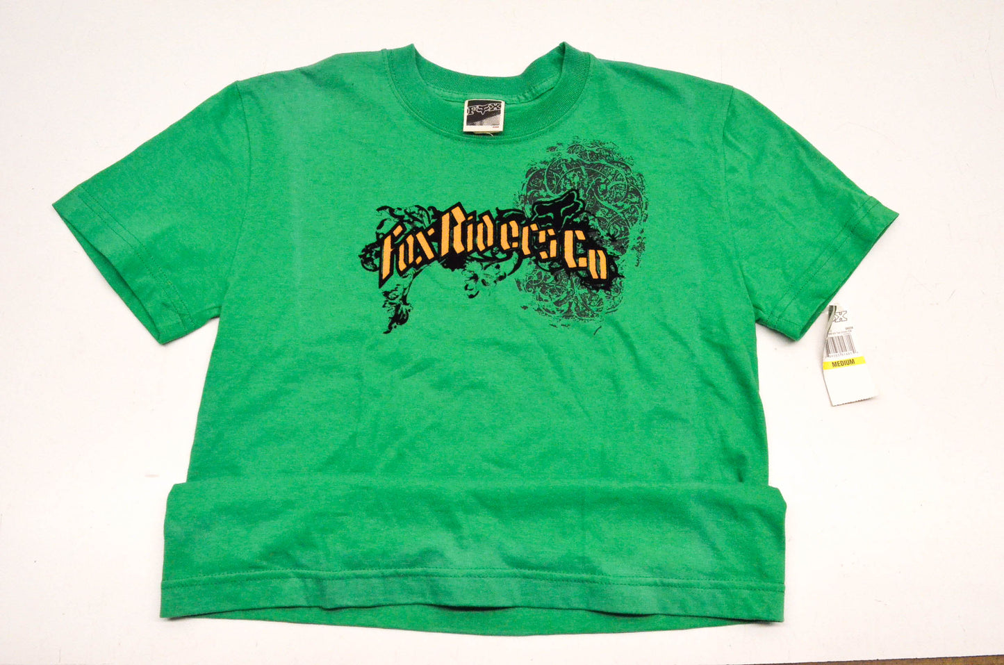 Fox 49701-004-010 Boy's Destroyed Short Sleeve Medium Green Tee Shirt NOS