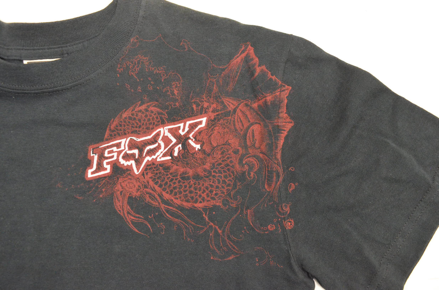 Fox 49700-001-012 Boy's Dragon Tat Short Sleeve Xlarge Black Tee Shirt NOS