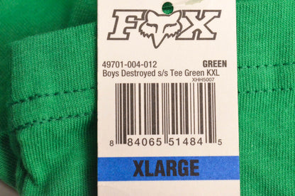 Fox 49701-004-012 Boy's Destroyed Short Sleeve Xlarge Green Tee Shirt NOS
