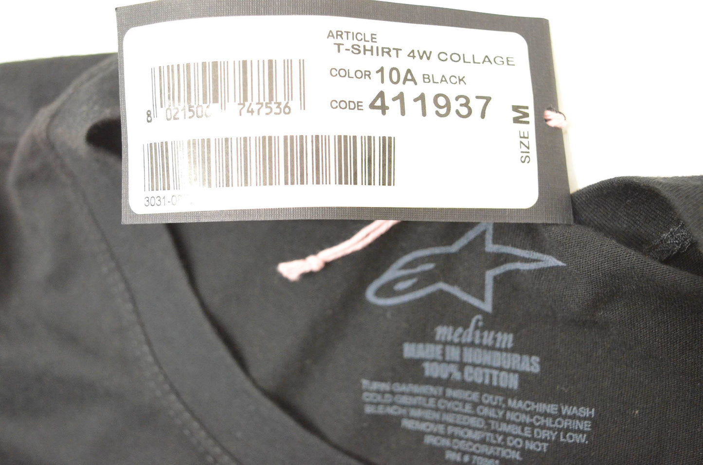Alpinestars 411937, 3031-0872 Collage Short Sleeve Medium Black Tee Shirt NOS