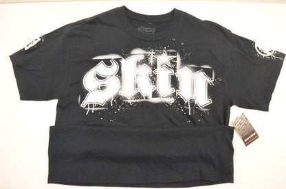Skin Mens' Stencil Logo Short Sleeve Large Black Tee Shirt NOS