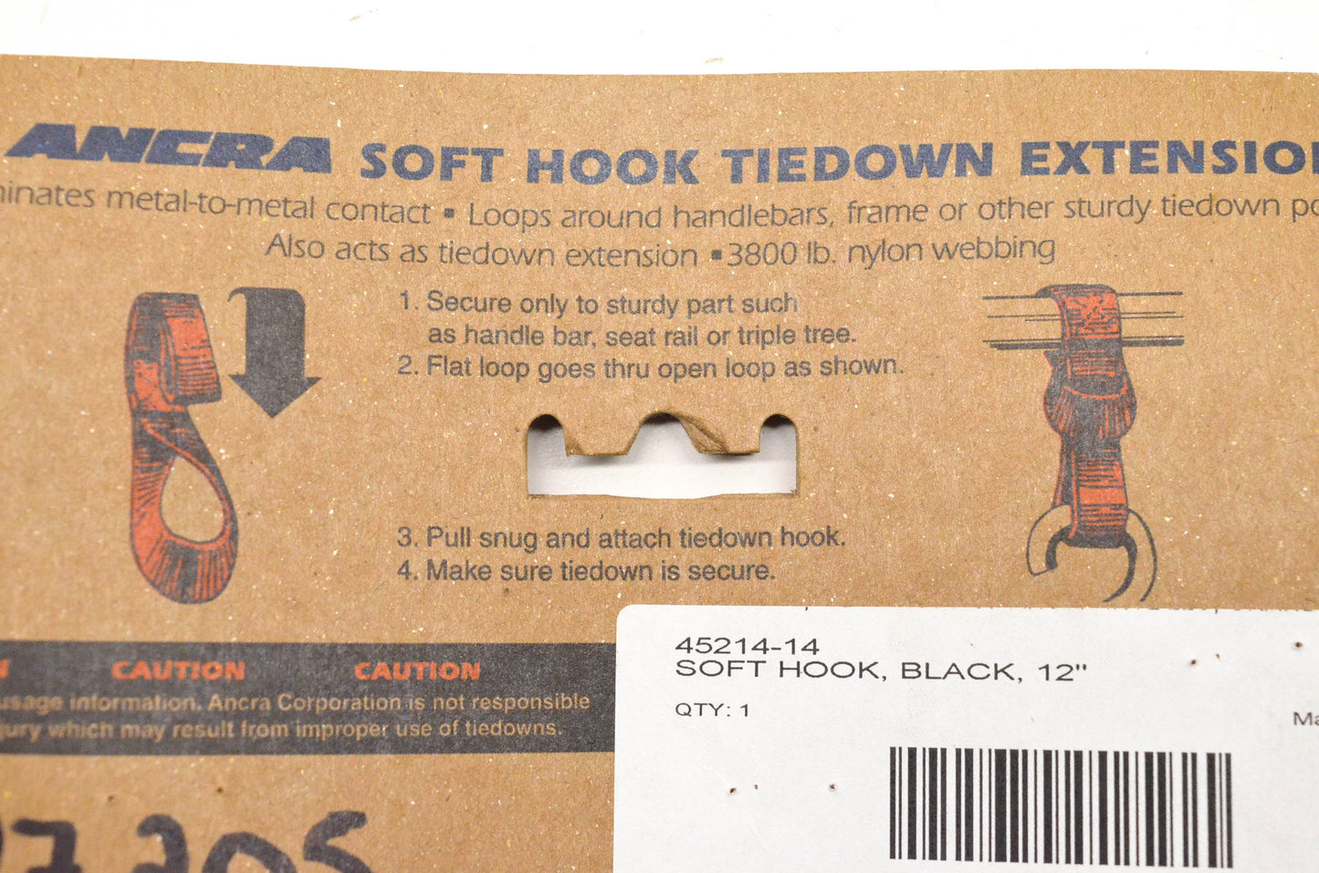 Ancra 45214-14 Soft Hook Black 12" Tiedown Extensions Qty 2 NOS