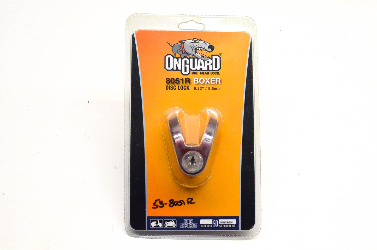 Onguard 8051R, 53-8051R Boxer Series Red Disc Lock NOS