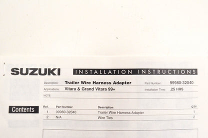 New OEM Suzuki 99980-32040, 99980-32041 Trailer Wire Harness Adapter NOS