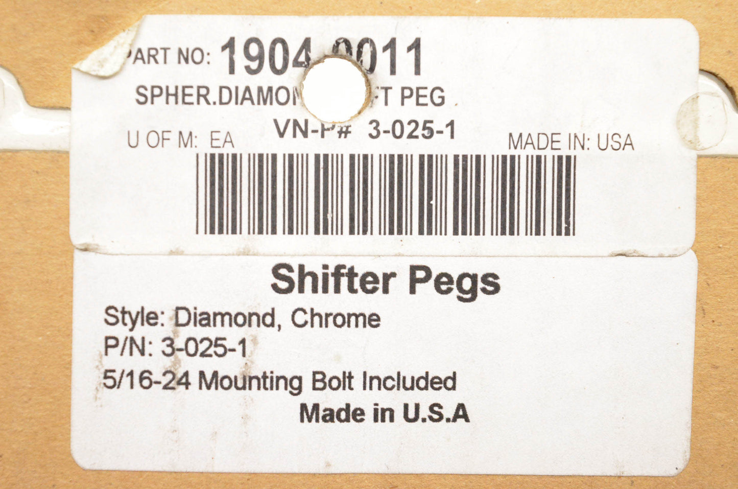 Perse Performance 1904-0011, 3-025-1 Diamond Chrome Shifter Peg NOS