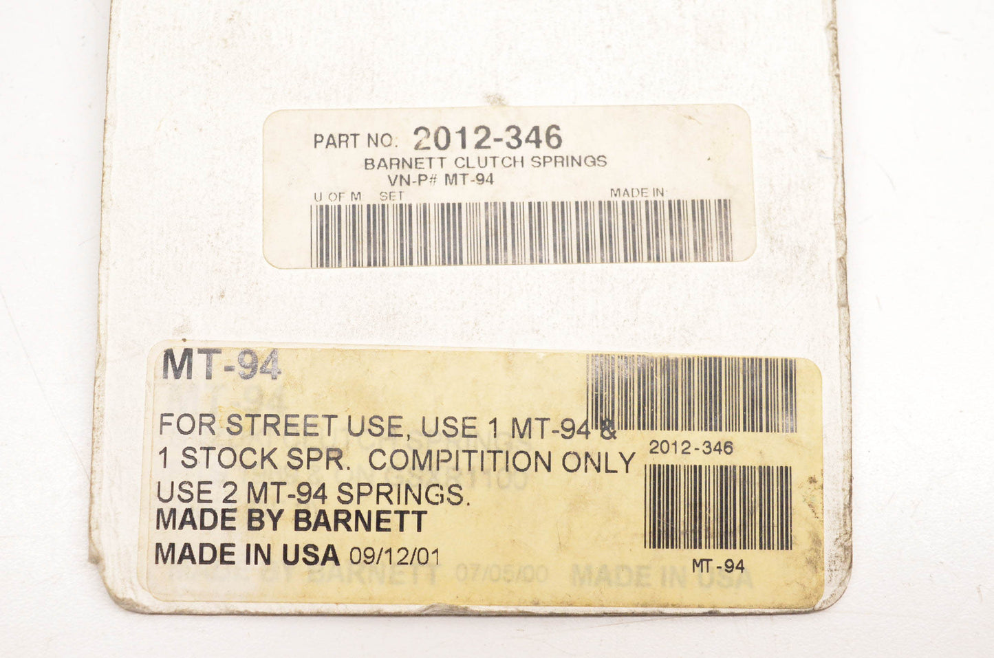 Barnett 2012-346, MT-94 Clutch Spring Discs Qty 2 NOS