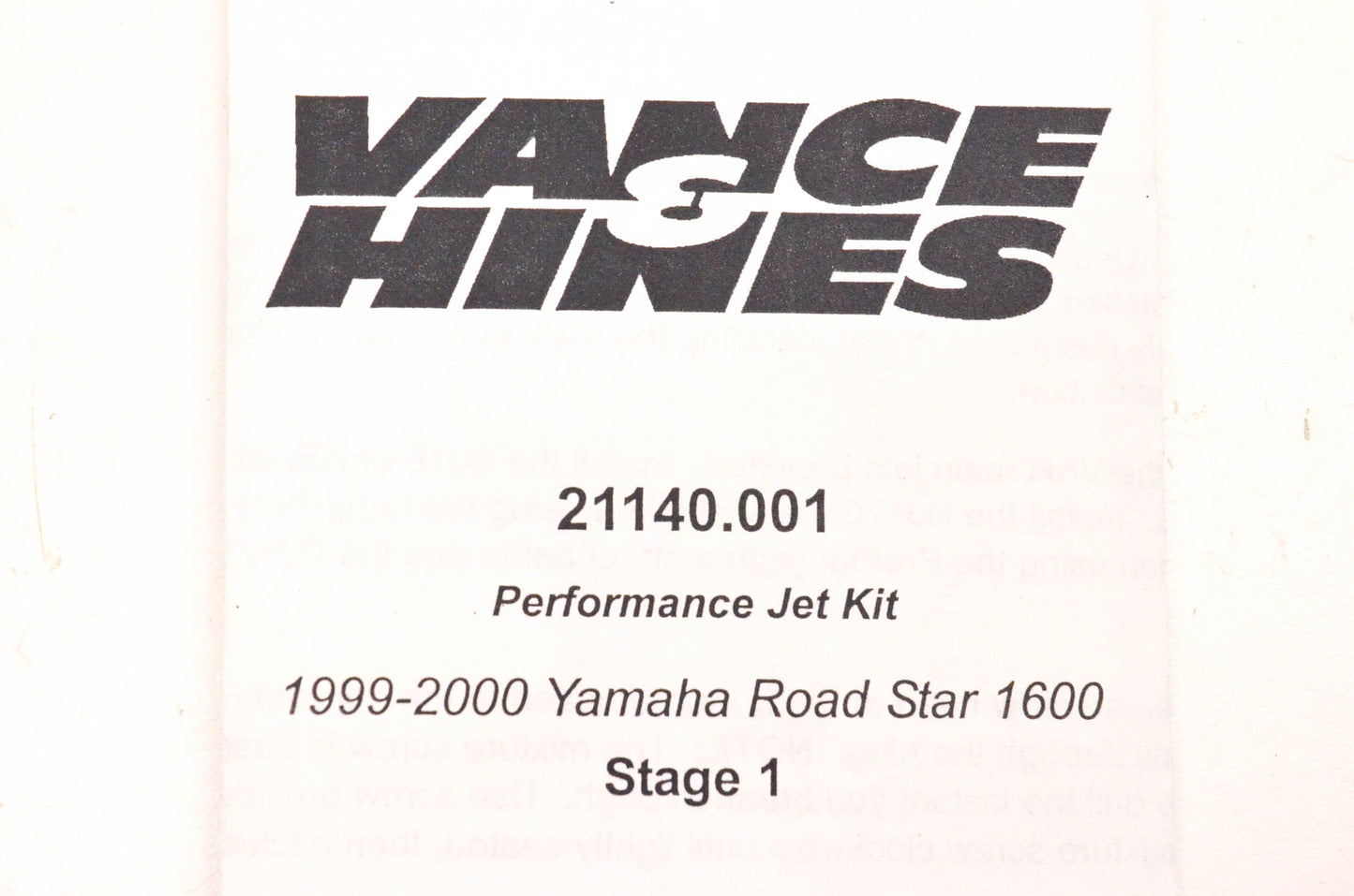 Vance & Hines V21140, 21140.001 Jet Kit NOS