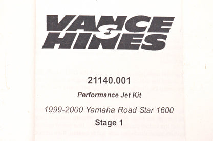 Vance & Hines V21140, 21140.001 Jet Kit NOS
