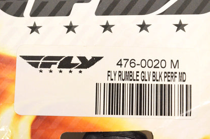 Fly 476-0020 Rumble Perforated Medium Black Gloves NOS