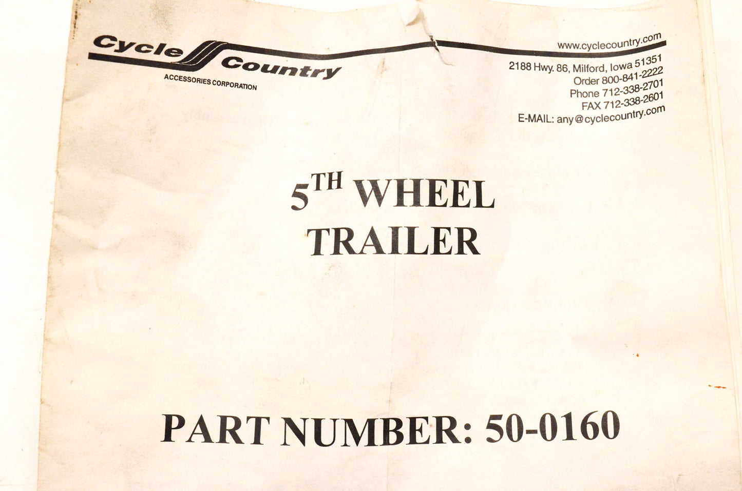 Cycle Country 50-0160 Utility 5th Wheel Trailer Assembly NOS