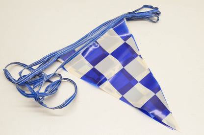 Aftermarket Blue and White Checkered Flag Pennant String NOS