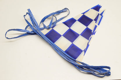Aftermarket Blue and White Checkered Flag Pennant String NOS