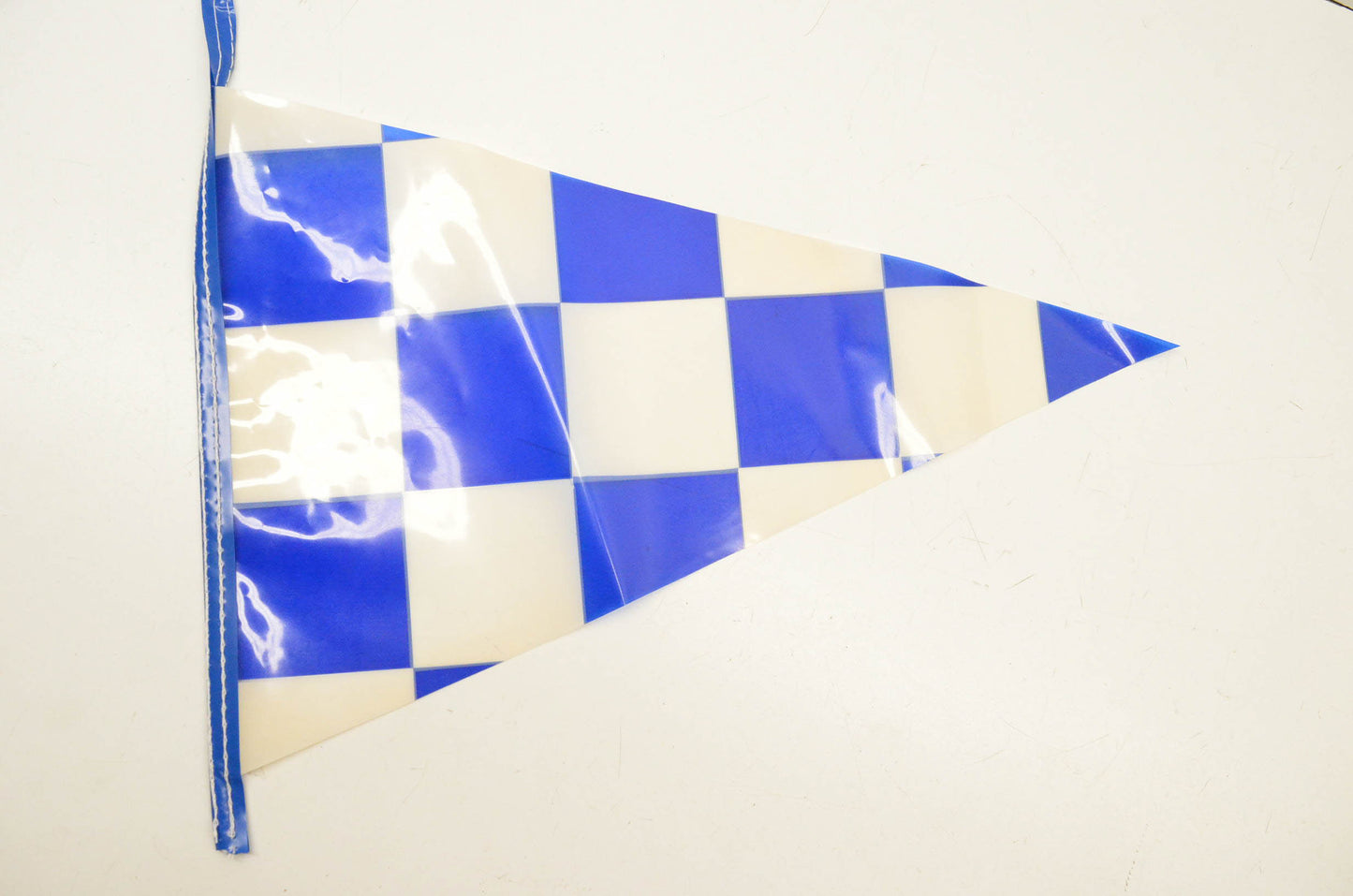 Aftermarket Blue and White Checkered Flag Pennant String NOS
