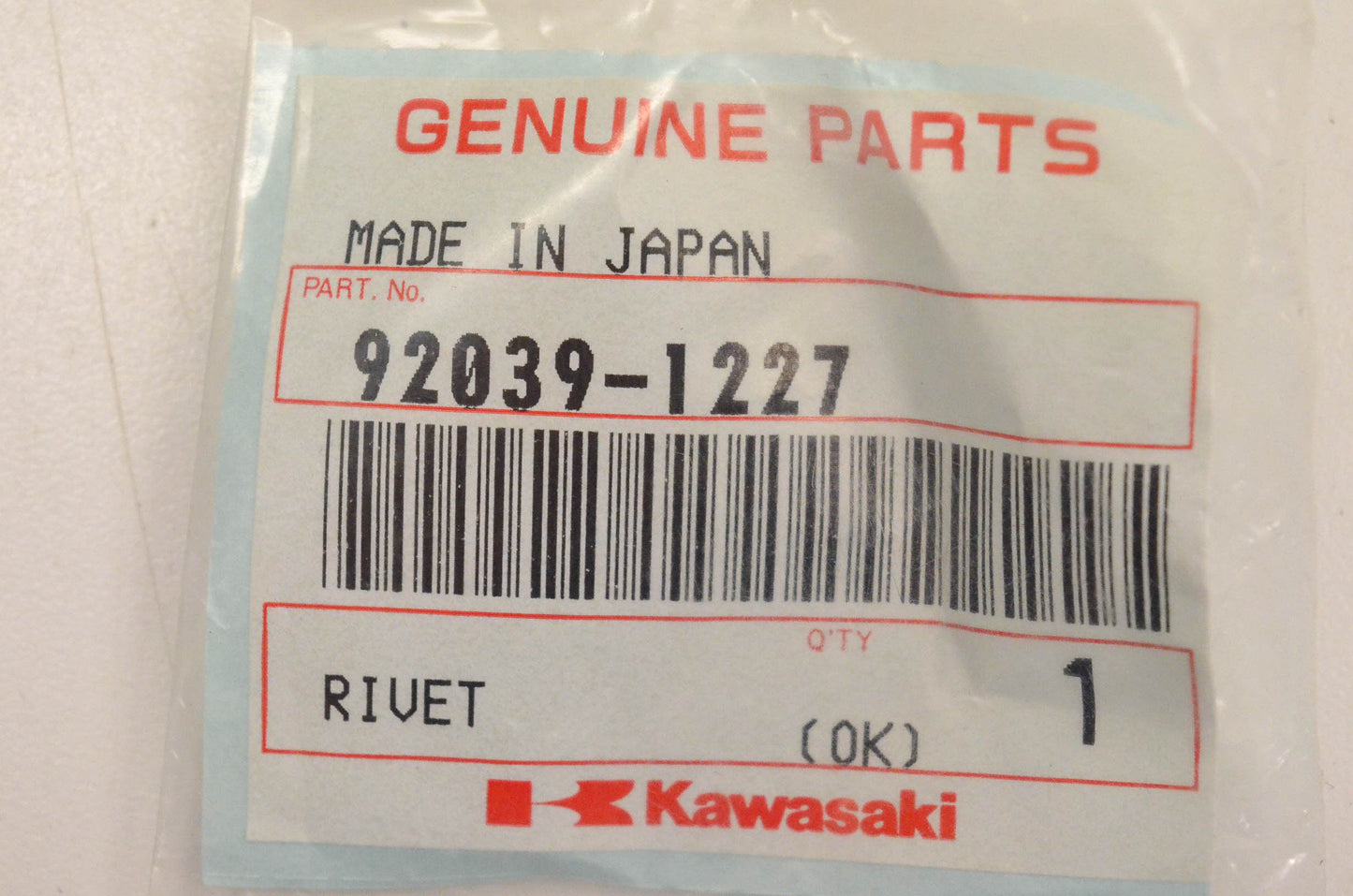 New OEM Kawasaki 92039-1227 Rivet NOS