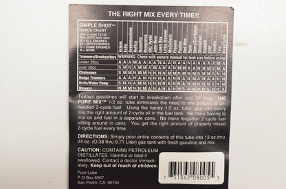 Pure Lube Simple Shot 2-Cycle Engine Oil 8 Pack NOS