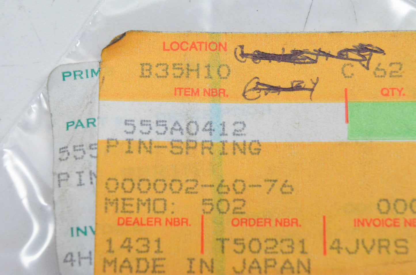 New OEM Kawasaki 555A0412 Spring Pin NOS