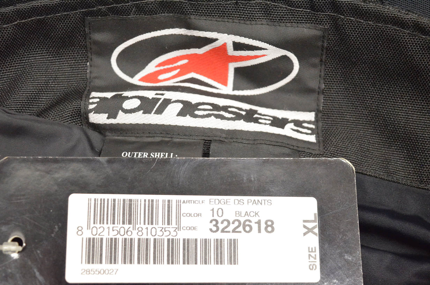 Alpinestars 322618 Edge DryStar Black XLarge Pants NOS