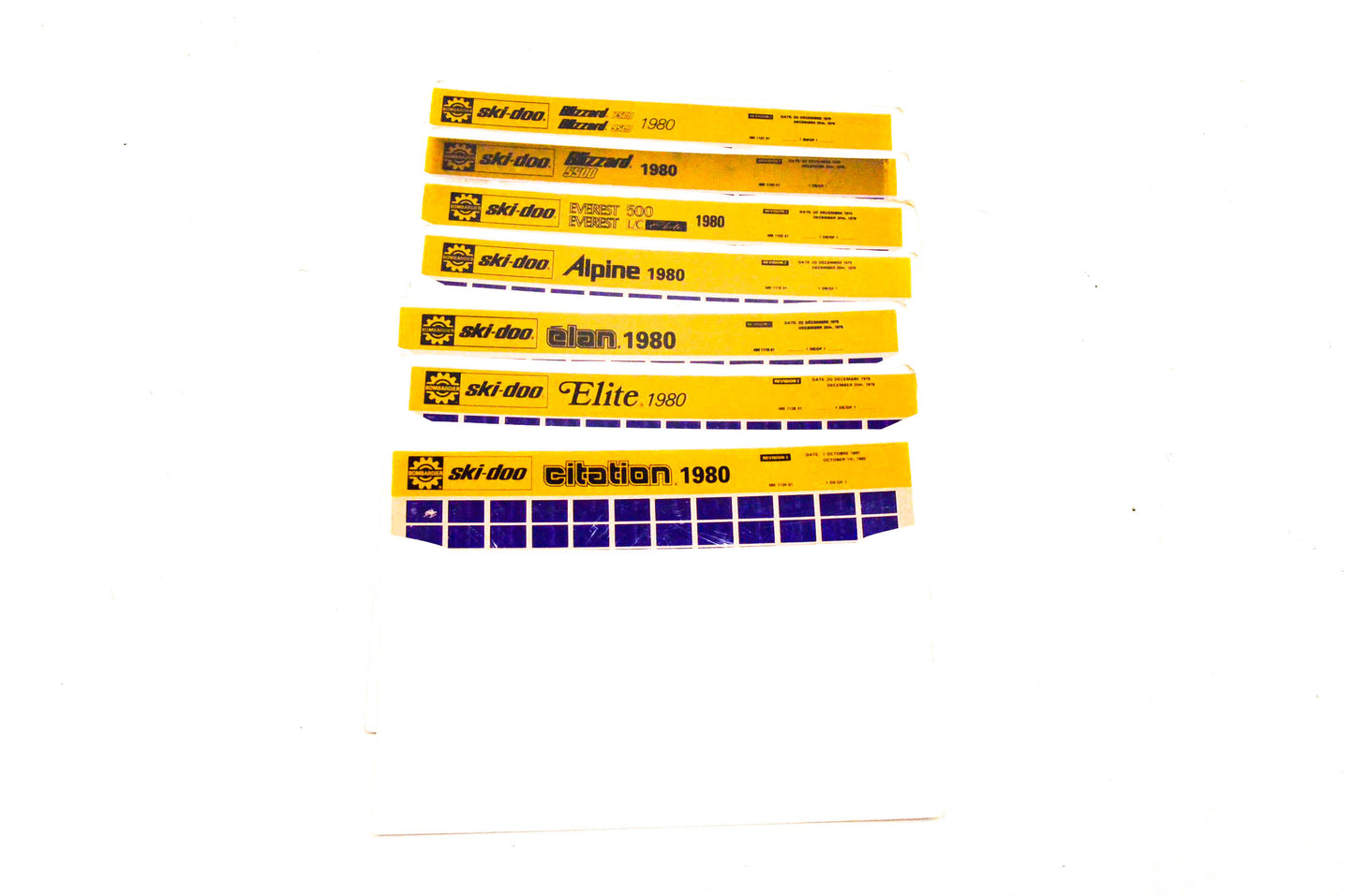 Ski Doo 480113001, 480112601, 480112301 1980 Microfiche Lot Of 7