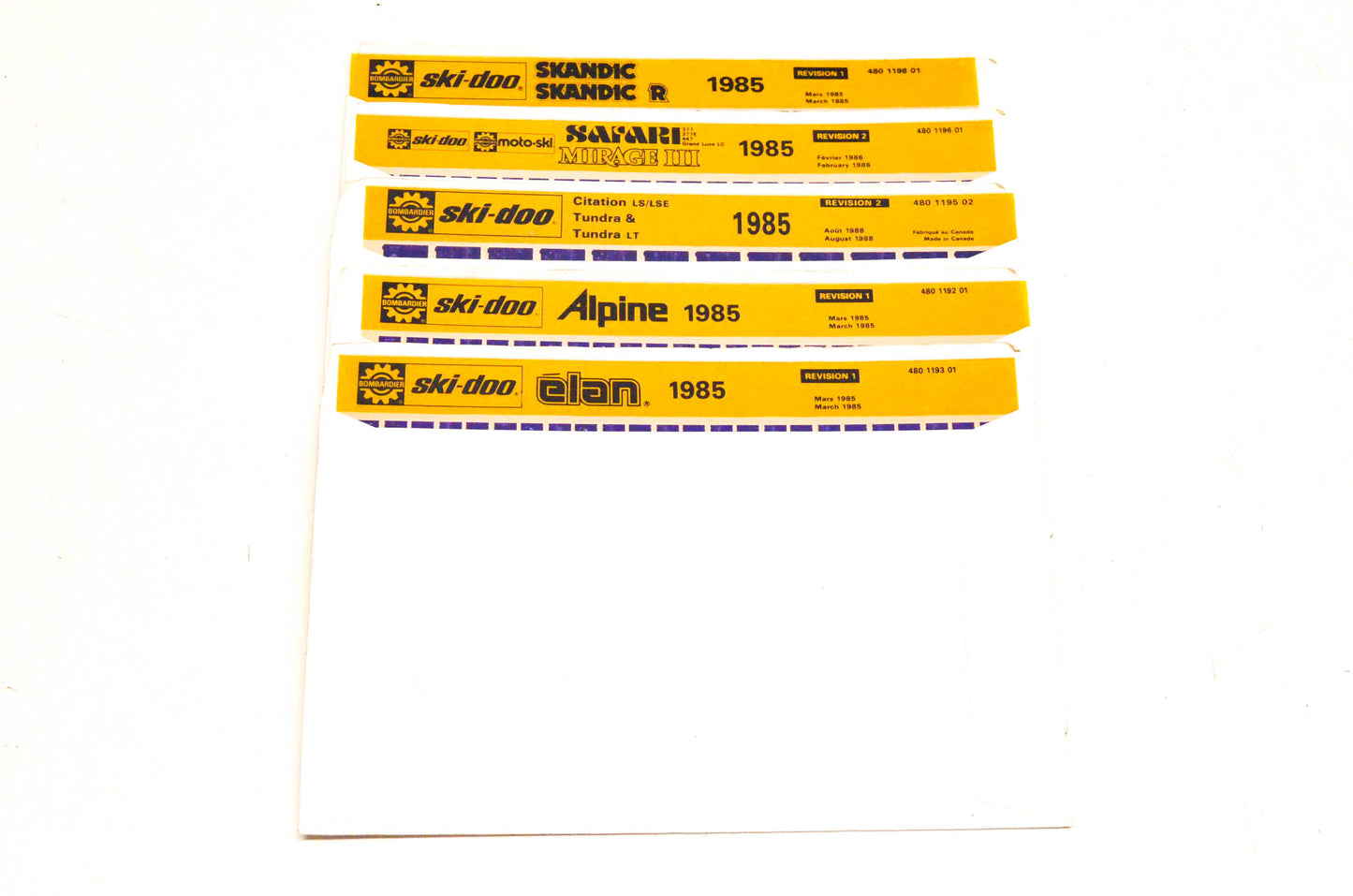 Ski Doo 480119501, 480119201, 480119801 1985 Microfiche Lot Of 5
