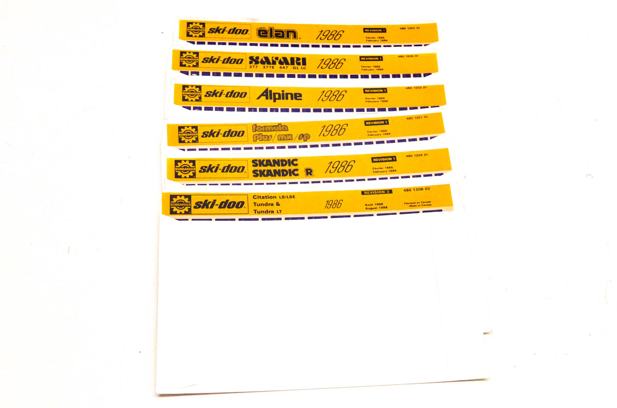 Ski Doo 480120201, 480120501, 480120301 1986 Microfiche Lot Of 6