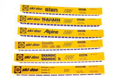 Ski Doo 480120201, 480120501, 480120301 1986 Microfiche Lot Of 6