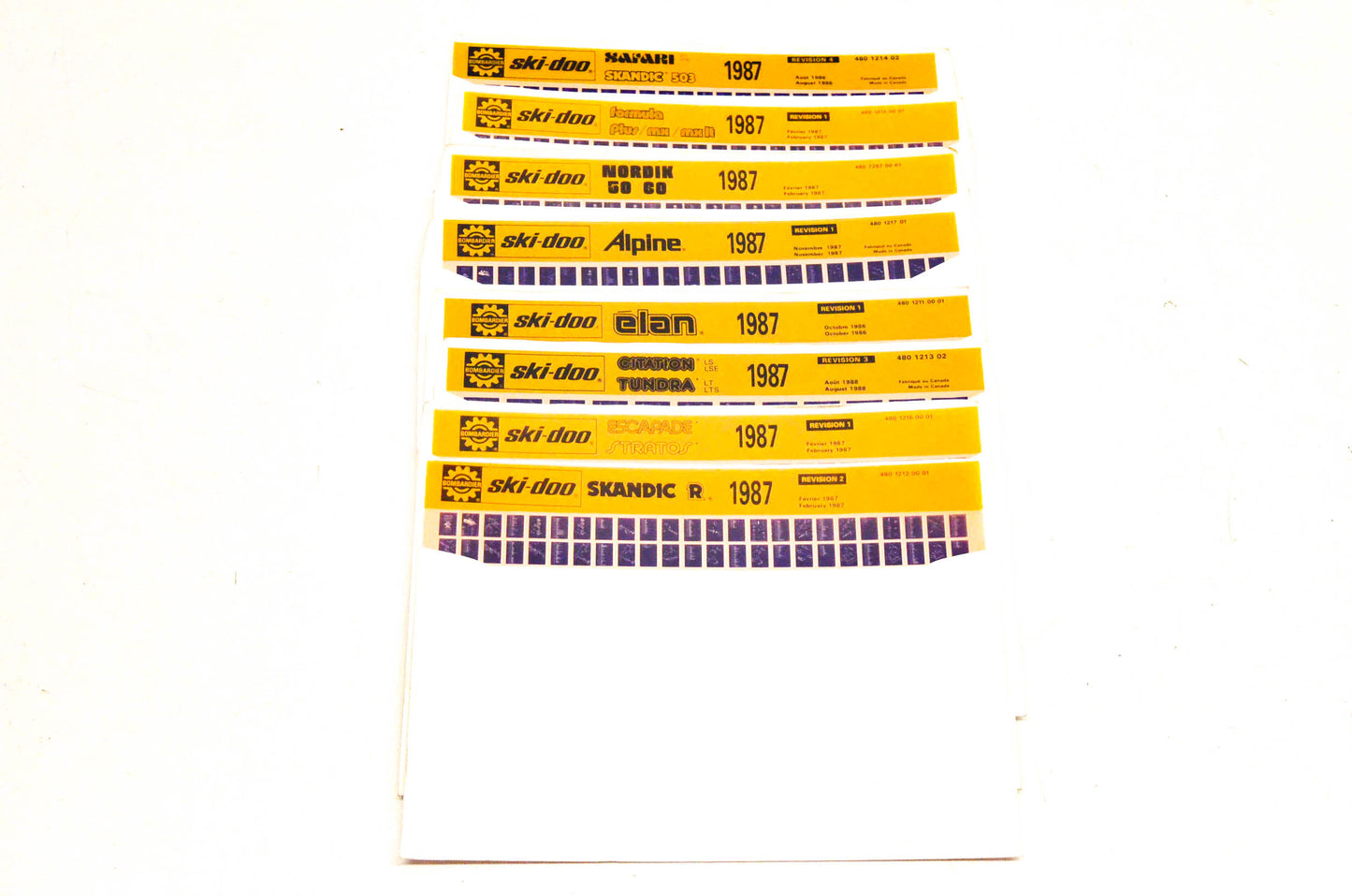 Ski Doo 48012150001, 480121402, 480121302 1987 Microfiche Lot Of 8