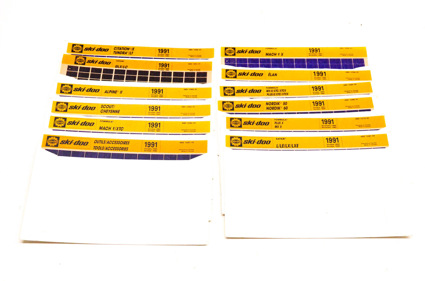Ski Doo 480126401, 480126901, 480127001 1991 Microfiche Lot Of 12